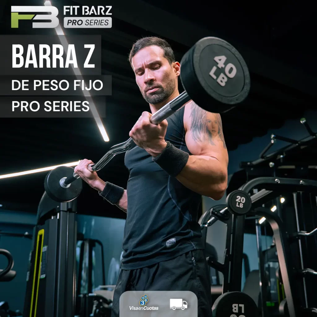 Barra Z de Peso Fijo – Barra Curva con Agarre Ergonómico y Carga Integrada para Bíceps, Tríceps y Rutinas de Aislamiento sin Discos
