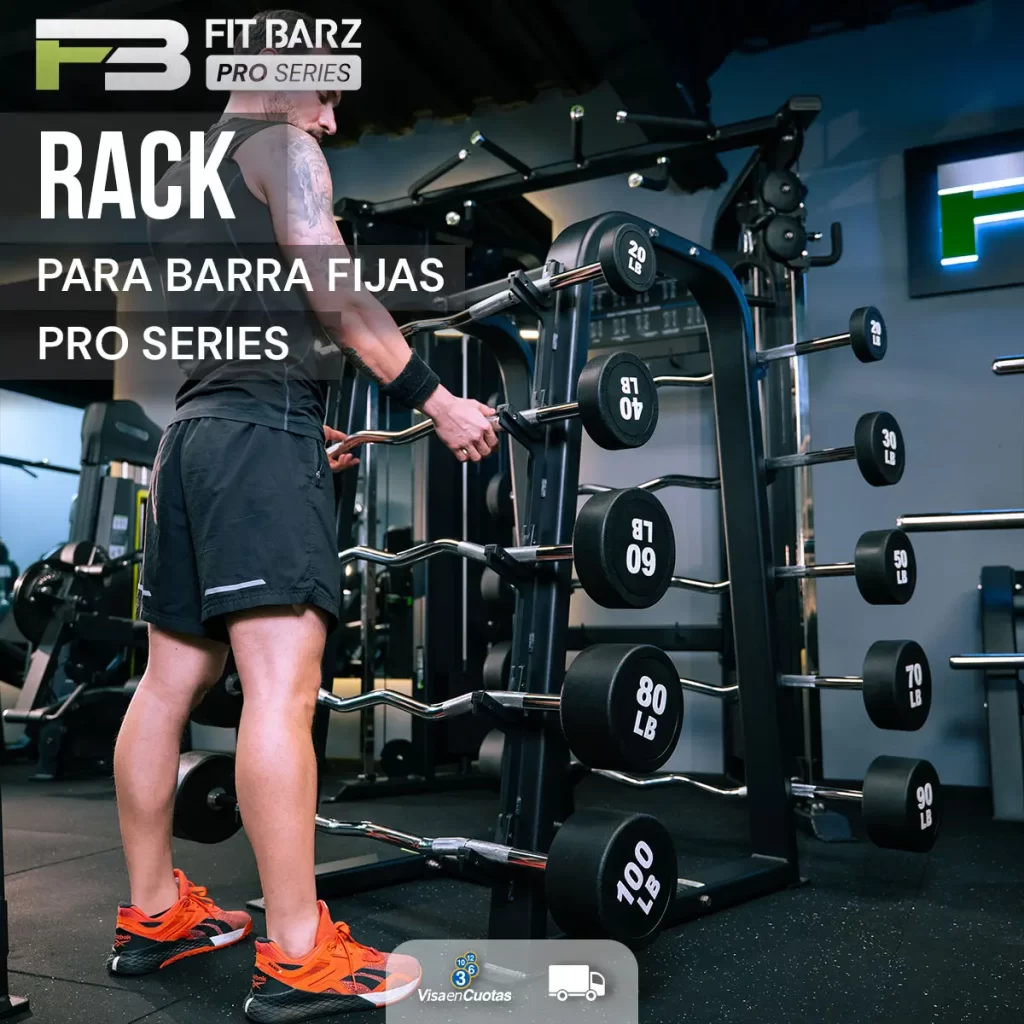 Rack para Barras Fijas PRO – Organizador de Acero Reforzado para Gimnasios con Soporte Antideslizante y Capacidad Múltiple