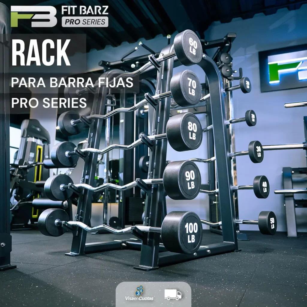 Rack para Barras Fijas PRO – Organizador de Acero Reforzado para Gimnasios con Soporte Antideslizante y Capacidad Múltiple