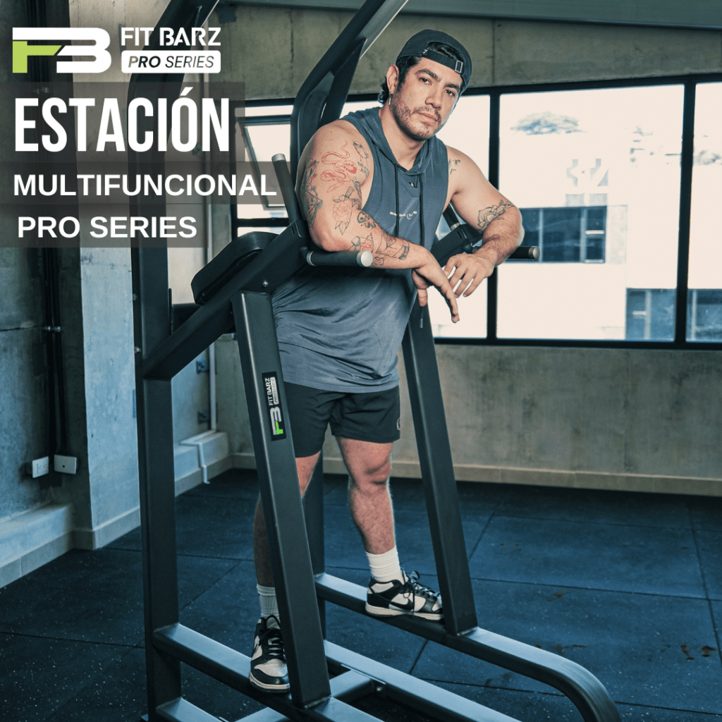 Estación Multifuncional PRO SERIES 3 en 1 – Fondos, Dominadas y Abdominales | Estructura en Acero Calibre 12 | Uso Comercial