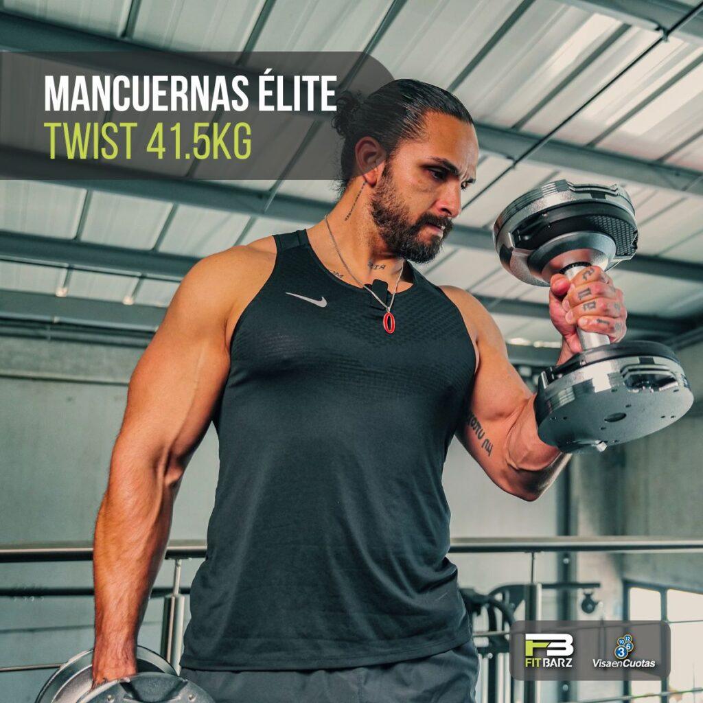 Par de Mancuernas Ajustables de 4 a 41.5 KG FB Elite pro | Acero Cromado Premium | Ajuste Instantáneo con Giro de Muñeca | Medidor de Peso Integrado | Incluye Base | Sistema de 26 Niveles