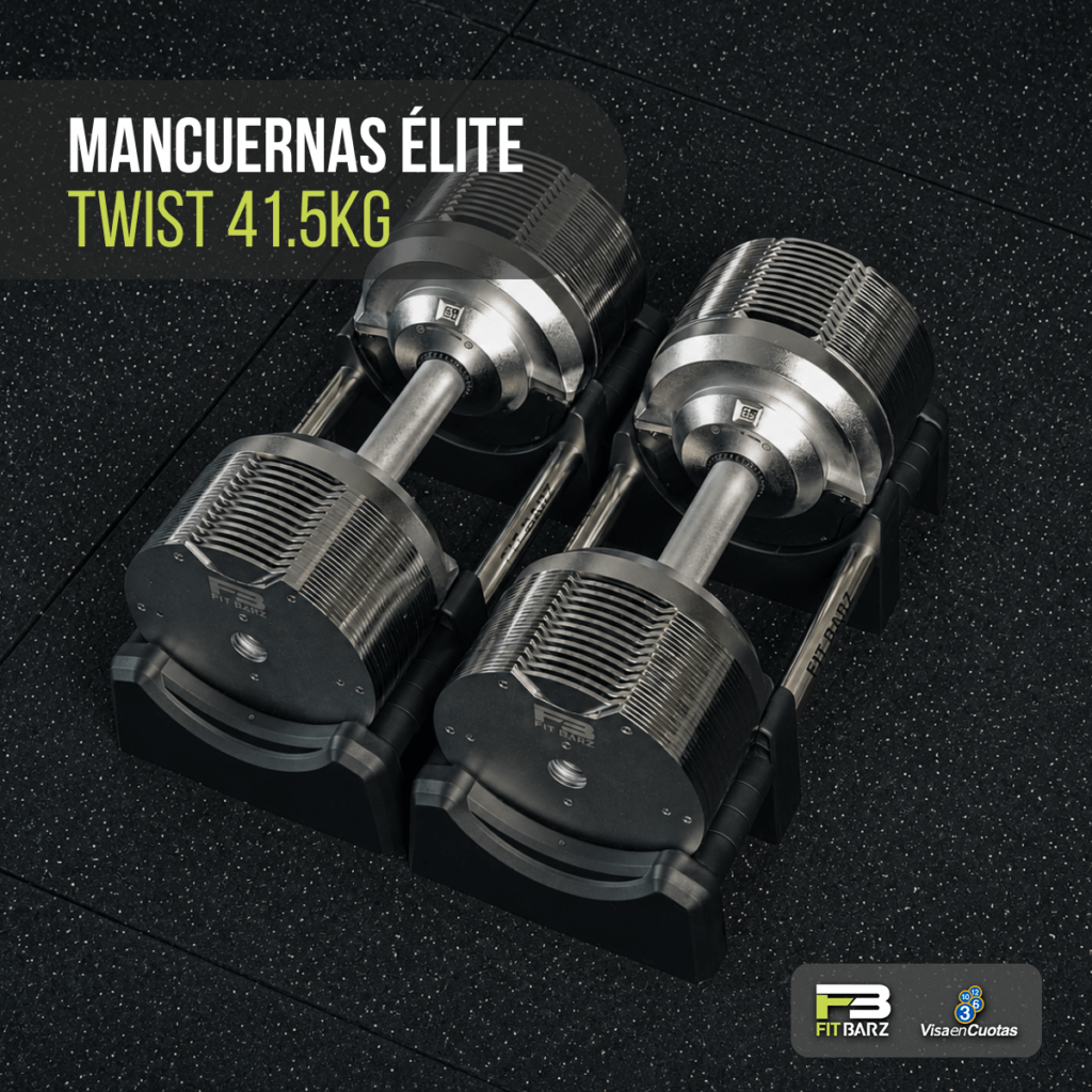 Par de Mancuernas Ajustables de 4 a 41.5 KG FB Elite pro | Acero Cromado Premium | Ajuste Instantáneo con Giro de Muñeca | Medidor de Peso Integrado | Incluye Base | Sistema de 26 Niveles