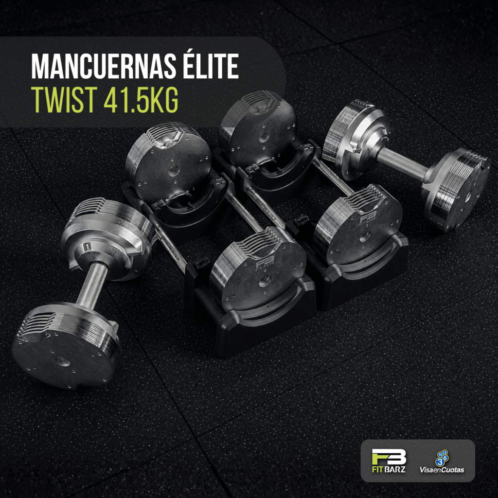 Par de Mancuernas Ajustables de 4 a 41.5 KG FB Elite pro | Acero Cromado Premium | Ajuste Instantáneo con Giro de Muñeca | Medidor de Peso Integrado | Incluye Base | Sistema de 26 Niveles