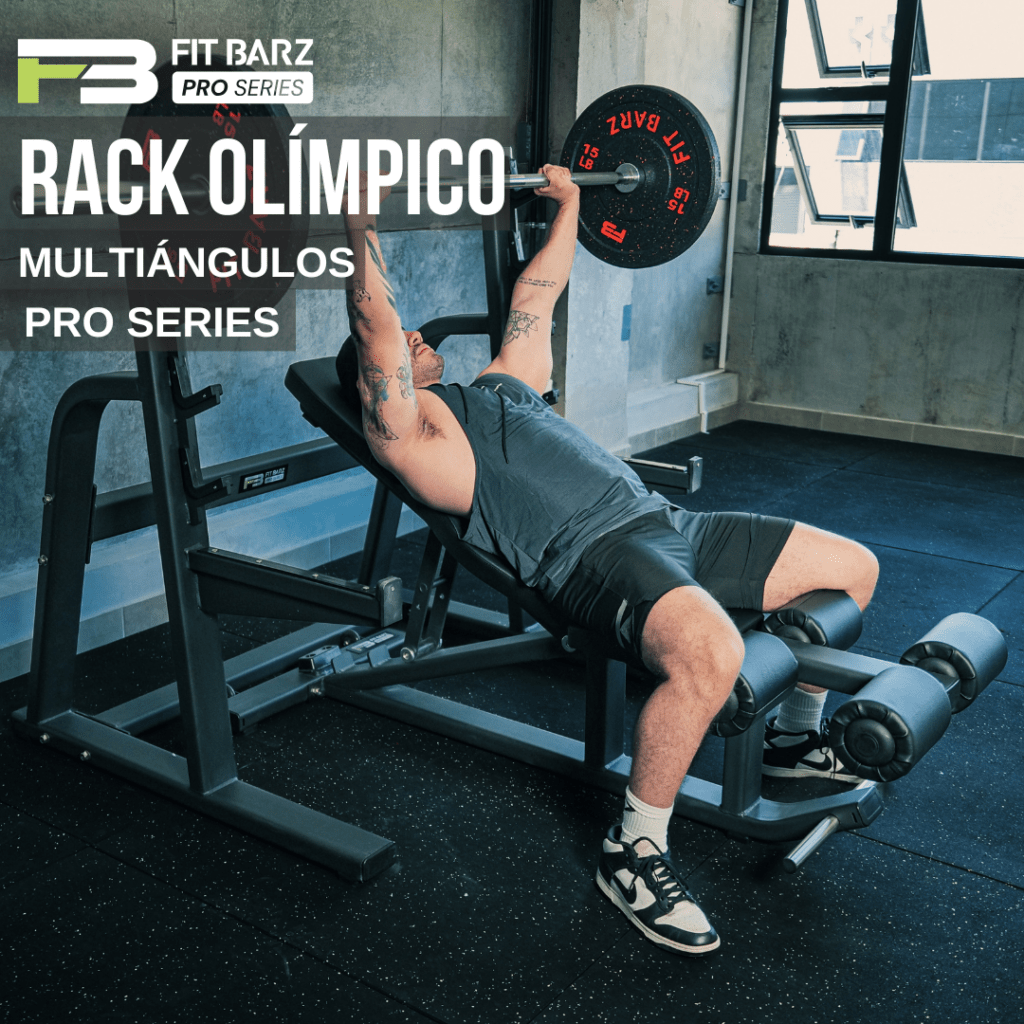 Rack Olímpico Multiángulos para Press de Pecho con Banca Plana Integrada – Acero 12mm, Uso Industrial