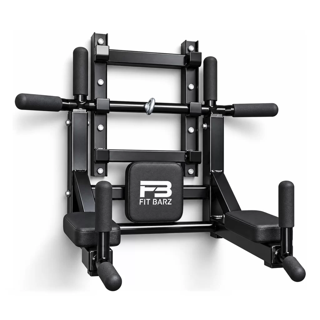Pull Up Bar 4 en 1 Pro con Colchonetas – Dominadas, Abdominales y Dips en Casa, Estructura de Acero Reforzado para Soporte Lumbar